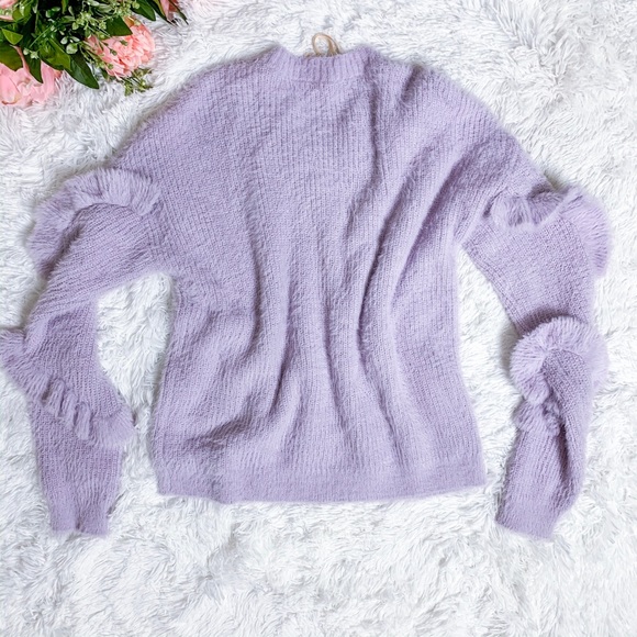 CHELSEA & VIOLET Lavender Ruffle Sleeve Sweater - Picture 6 of 8